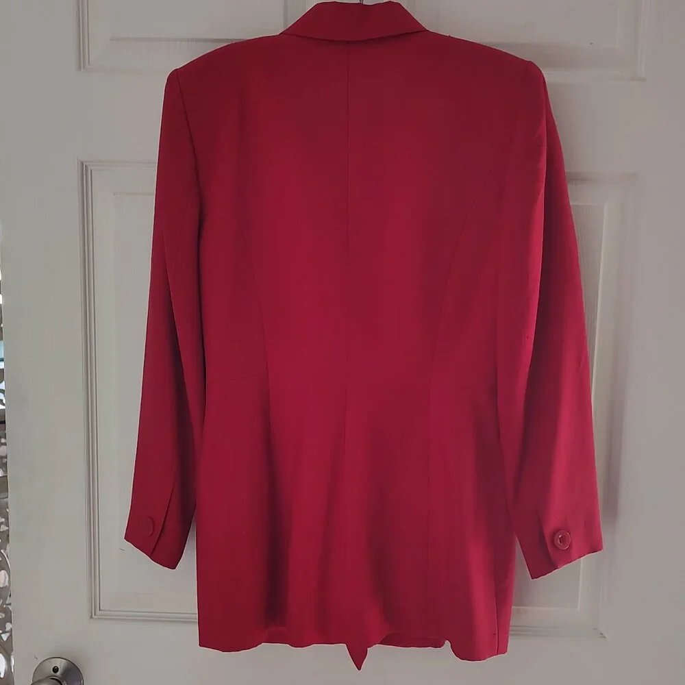 Vintage Red Valerie Stevens 100% Silk 2-Piece Skirt & Jacket Suit-Size 6 - Picture 2 of 11